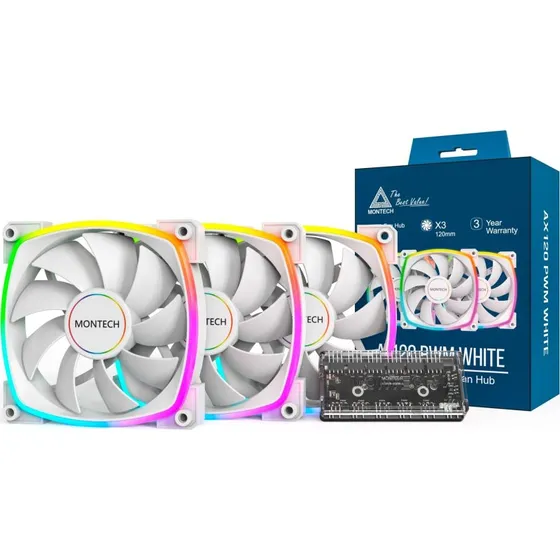 Montech AX120 PWM 3-pack Hvid 120 mm