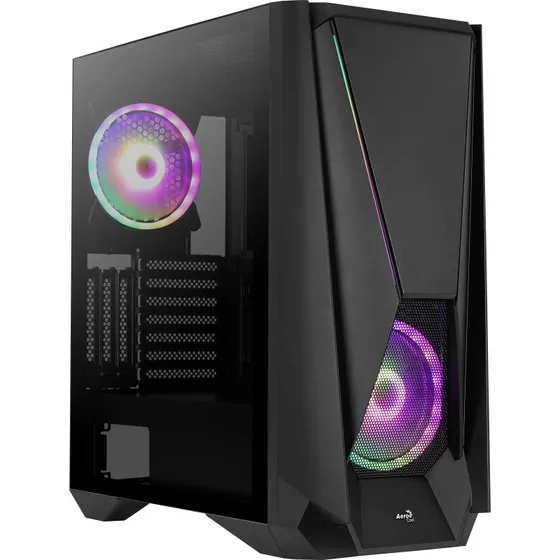 AeroCool Visor Tempered Glass Edition - Mid Tower, Sort