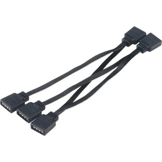 Akasa 4-in-1 RGB LED Multiplier Kabel, 40 cm, sort