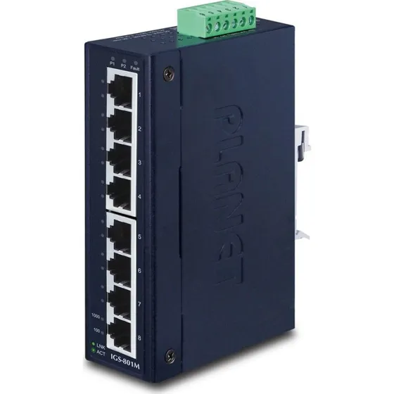 Planet IGS-801M 8-Port Managed Gigabit Switch, blå, DIN-monterbar
