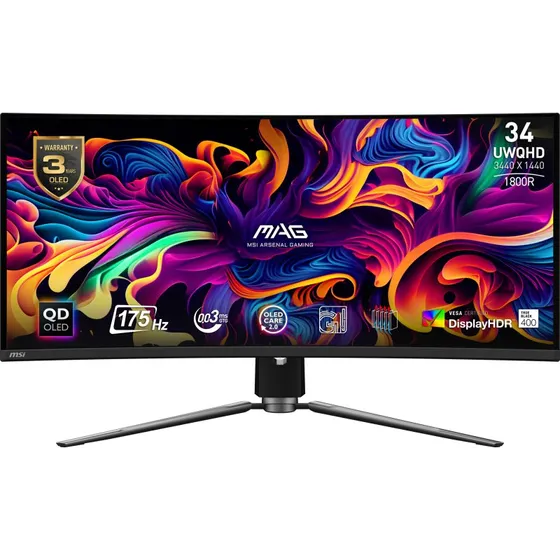 MSI MAG 341CQPDE QD-OLED 34" UWQHD 175 Hz kurvet gaming-skærm