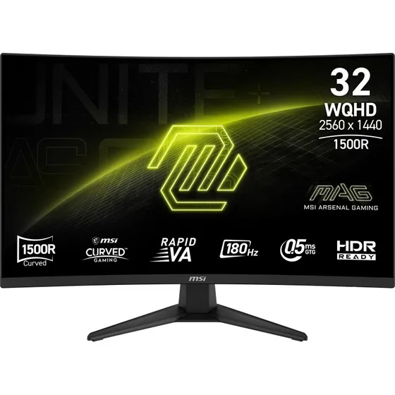 MSI MAG 321CQF E18 31,5" buet WQHD gaming-skærm, 180 Hz, sort