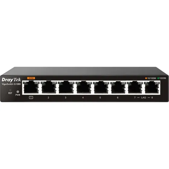 Draytek VigorSwitch G1080 8-port Gigabit Ethernet, smart desktop-switch