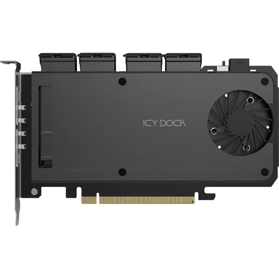 ICY DOCK MB204MP-B 4x M.2 NVMe SSD PCIe 5.0 x16 Sort