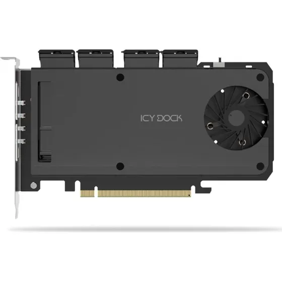 ICY DOCK MB204MP-1B PCIe 4.0 x16/x4 M.2 Lagringspakning, sort