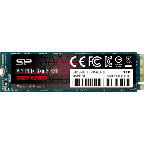 Silicon Power P34A80 1 TB NVMe M.2 SSD PCIe 3.0 x4