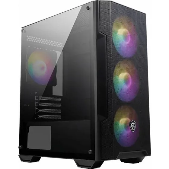 MSI MAG Forge M100A Micro Tower Sort med Glas Sidepanel