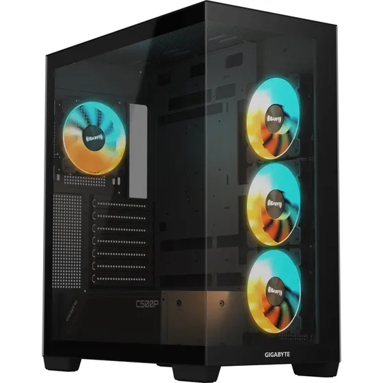 Gigabyte C500 Panoramic Stealth Mid Tower, sort