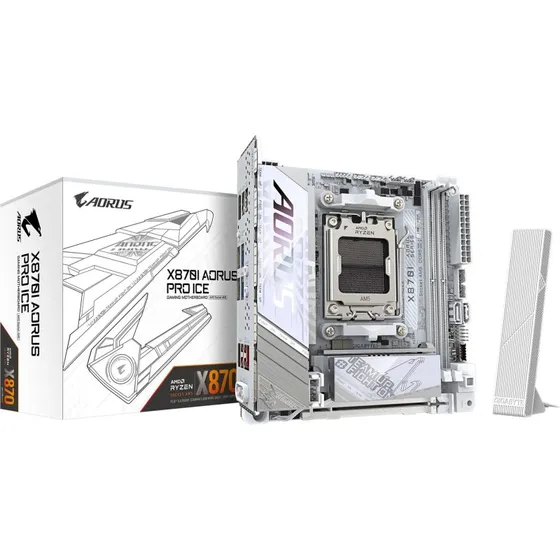 Gigabyte X870I Aorus Pro Ice Hvid Mini-ITX AM5 WiFi 7 USB4