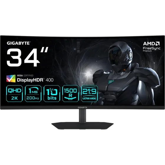 Gigabyte G34WQC2 34" kurvet gaming-skærm WQHD 200 Hz