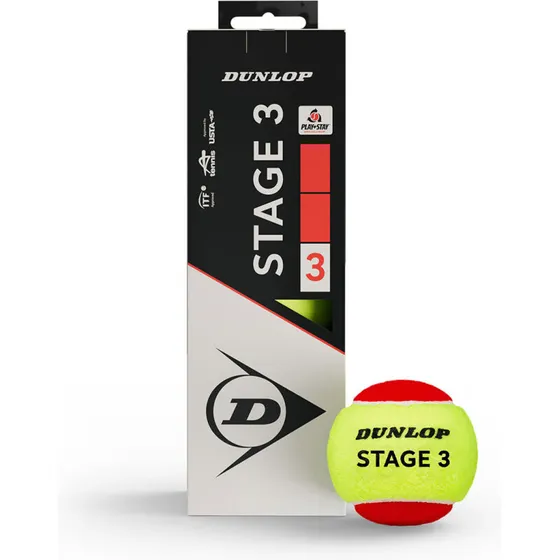 Dunlop Stage 3 Red – 3 stk. mini-tennisbolde