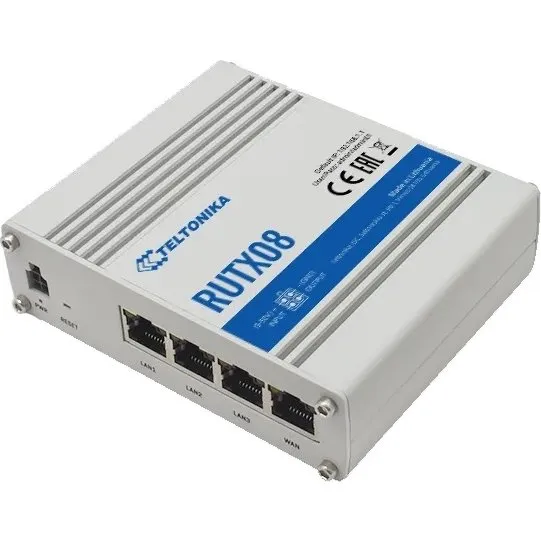 Teltonika RUTX08 4xGE Industrial Router, Hvid, 256MB RAM