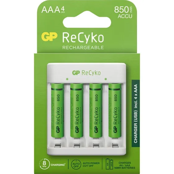 GP Batteries ReCyko Lader med 4x AAA 850mAh