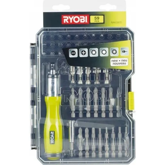 Ryobi RAK59SD 59-delt bitsæt med skraldenøgle