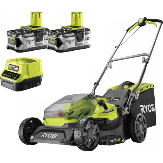 RYOBI 18V Plæneklipper 37 cm med 2 batterier og lader
