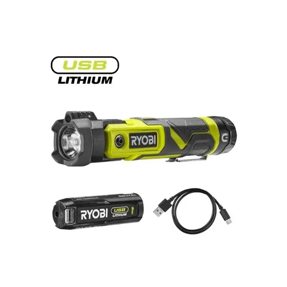 Ryobi RLP4-120G Lommelygte 640 Lm, USB-Lithium, Magnetisk Base