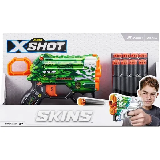 Zuru X-Shot Skins Menace Blaster med 8 Pile