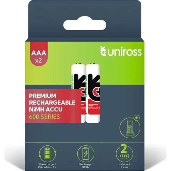 Uniross Ni-MH AAA 600 mAh, 2 stk.