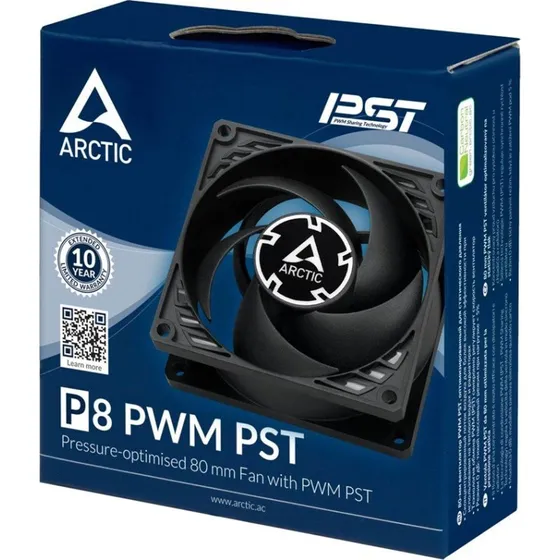 Arctic P8 PWM PST 80mm Kabinet Køler, Sort, Stille & Effektiv