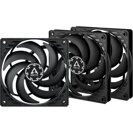 ARCTIC P12 Slim PWM PST 3-pack 120mm Sort Kabinetkøler