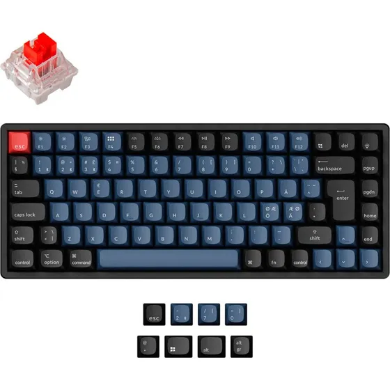 Keychron K2 Pro QMK/VIA RGB Trådløs Gaming Tastatur, K Pro Red, Nordisk, Sort