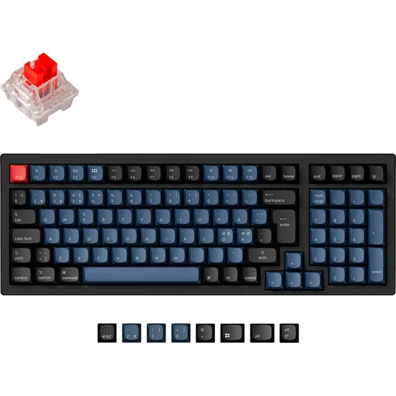 Keychron K4 Pro QMK/VIA Trådløs RGB Mekanisk Tastatur - Red - Nordisk - Sort