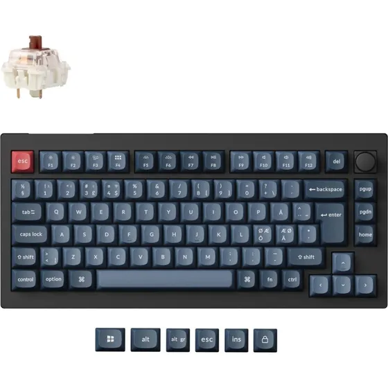 Keychron V1 MAX QMK/VIA Trådløs Mekanisk Tastatur Nordisk Carbon Sort