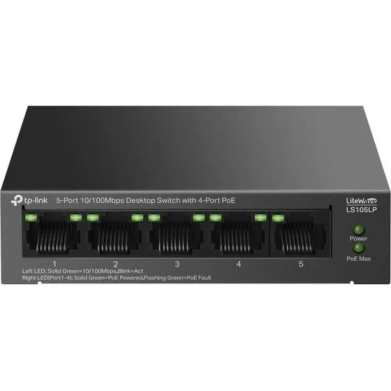 TP-Link LS105LP 5-Port PoE Switch, Sort