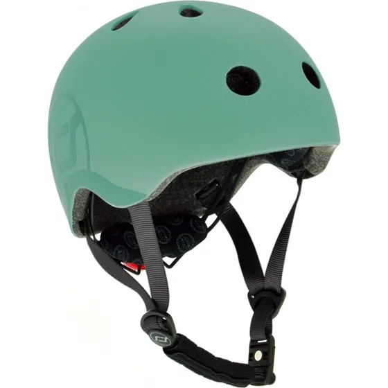 Scoot And Ride Børnehjelm S-M, Skovgrøn med LED