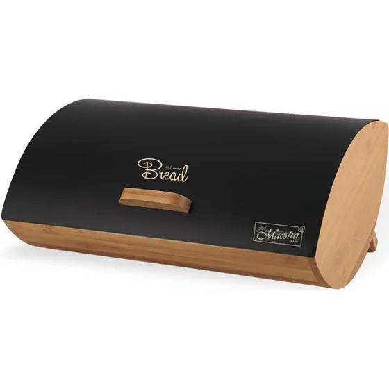 Maestro MR-1775 Bambus og Sort Metal Brødkasse