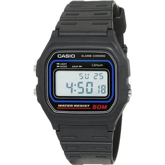 Casio W-59-1VQES Digital Chronograph, Sort/Grå, 35 mm