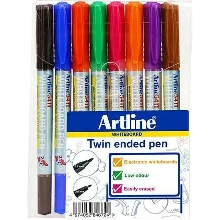 Artline 541T 8-farvet dobbeltspids whiteboardpen 0,4+1 mm