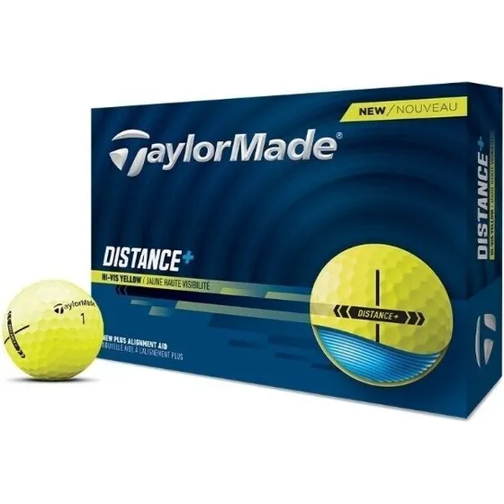 TaylorMade Distance Plus 12-pak golfbolde, gul