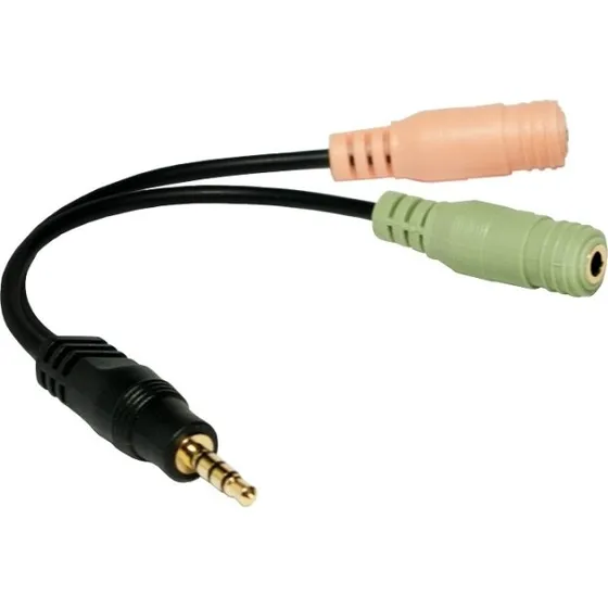 LogiLink 3,5mm Headsetadapter, guldpladeret, 15 cm