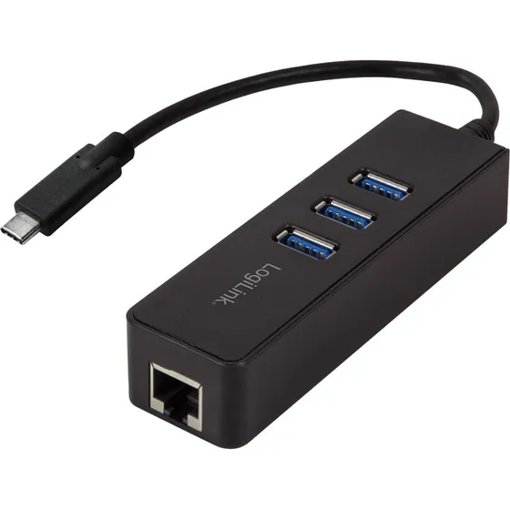 LogiLink USB-C 3-Port Hub med Gigabit Ethernet
