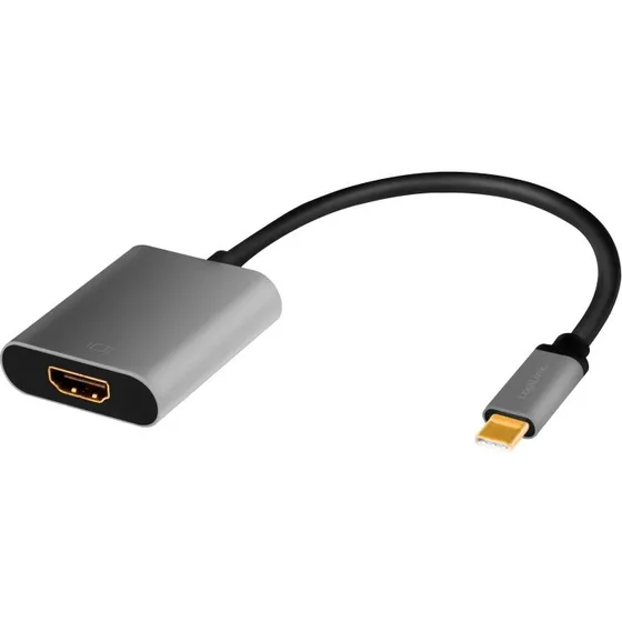LogiLink USB-C til HDMI-adapter 4K/60Hz, 15 cm, sort/grå