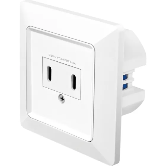 LogiLink Vægudtag med 2x USB-C PD 25W – Hvid