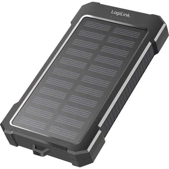 LogiLink Solar Powerbank 10.000mAh 2xUSB-A + USB-C 12W med LED-lommelygte