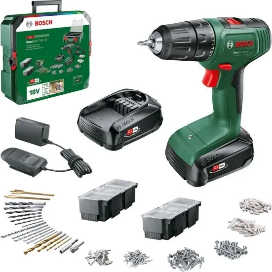 Bosch EasyDrill 18V-40 + SystemBox (2x 1,5 Ah batterier, oplader)