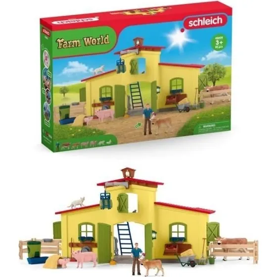 Schleich Farm World 42605 – 92-delt bondegårdslegesæt med ko, hest, gris og tyr