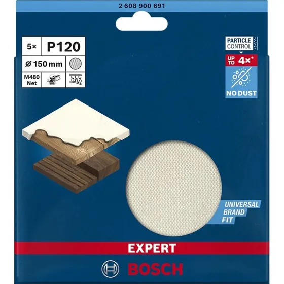 Bosch Expert M480 Net Sandpapirsark P120, 5 stk, 150 mm