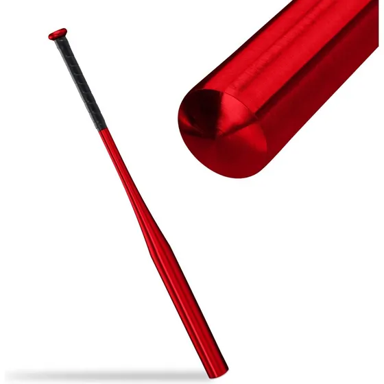 Baseballbat i aluminium – rød, skridsikkert greb