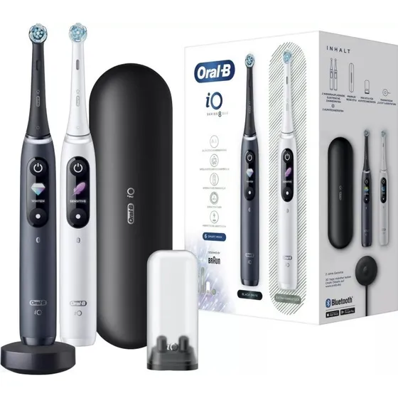Oral-B iO Series 8 Duo Tandbørstesæt, Sort Onyx & Hvid Alabaster