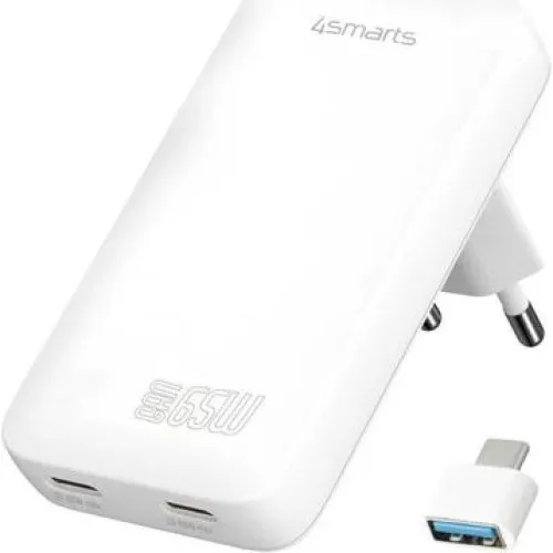 4smarts Wall Charger Flatplug Slim 65W Dual USB-C