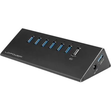 LC Power LC-HUB-ALU-2B-7 - 7-port USB 3.0-hub, sort
