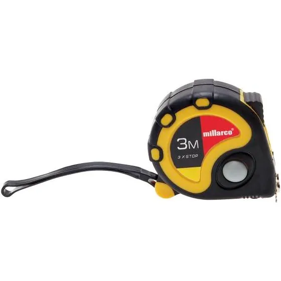 Millarco Målebånd 3 m – 16 mm stål, 3-stop