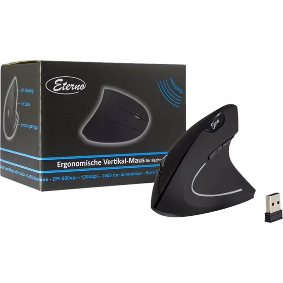 Eterno KM-206R Trådløs Ergonomisk Mus, Sort
