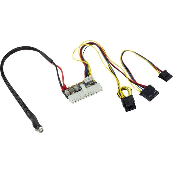 Inter-Tech DC jack 20-pin ATX til SATA & 4-pin intern strøm, sort