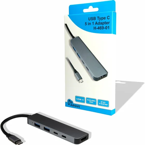 Inter-Tech Argus H-469-01 USB-C Hub 5-i-1