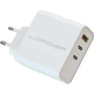LC Power LC-GAN-65 GaN 65W 3.25A USB-A + 2xUSB-C Hvid
